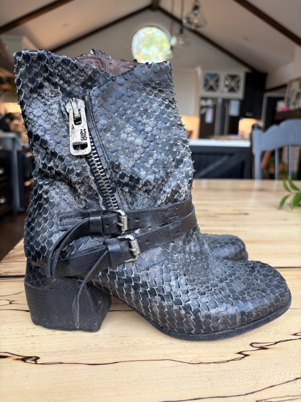 AS98 Snakeskin-Effect Leather Boots – Size 36